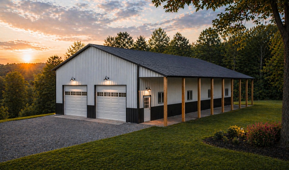 40’ x 64’  x 16’ w/ 8′ awning Porch
